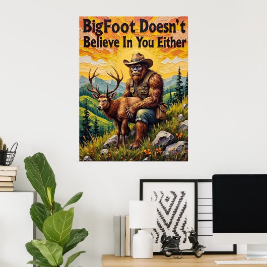 Poster Sanctuaire du coucher de soleil : Sasquatch et la  (Bureau à domicile)