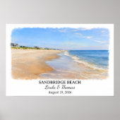Poster Sandbridge Beach Virginia Poster, Watercolor, Cust (Devant)
