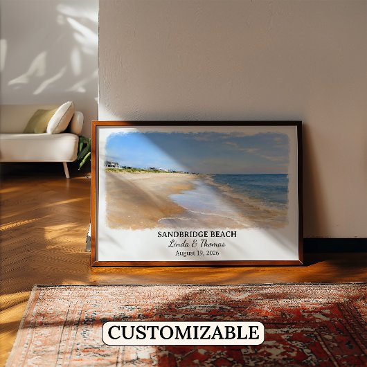 Poster Sandbridge Beach Virginia Poster, Watercolor, Cust