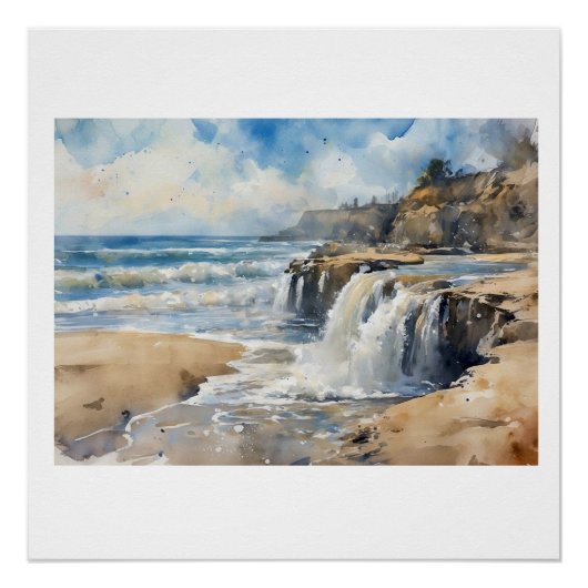 Poster Sandcut Coastal Waterfall,  (Devant)