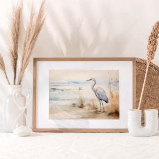 Poster Sandhill Crane aquarelle Imprimer