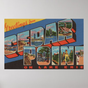 Poster Sandusky, Ohio - le lac Érié - point de cèdre