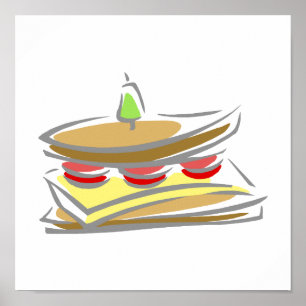 Poster Sandwich au fromage et à la tomate