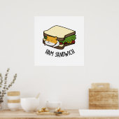Poster Sandwich au jambon Funny Hamster Pun (Cuisine)