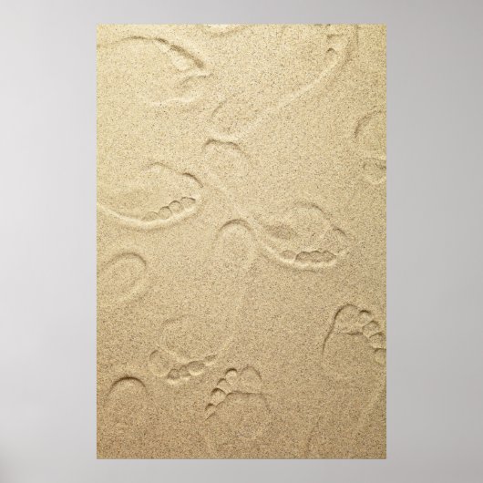 Poster Sandy Beach Arrière - plan avec empreintes (Devant)