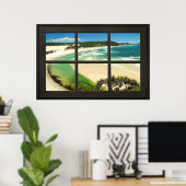 Poster Sandy Beach Black Frame Faux Illusion (Bureau à domicile)