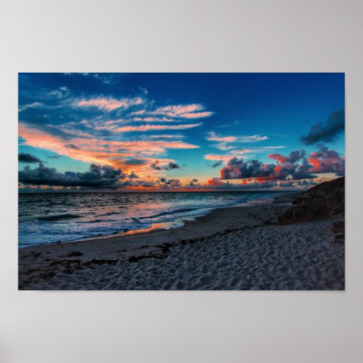 Poster Sandy Beach Coucher de soleil tropical (Devant)