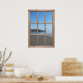 Poster Sandy Beach Vue depuis une fenêtre (Cuisine)