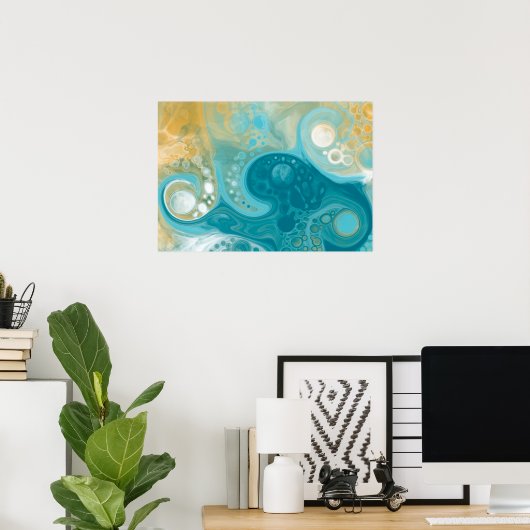 Poster Sandy Waves Fluid Art (Bureau à domicile)