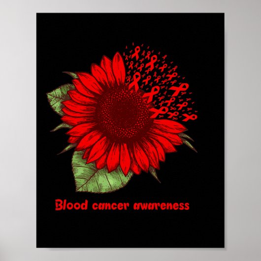 Poster sang rouge cancer conscience tournesol cadeau guer (Devant)