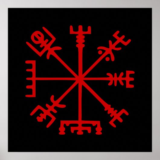 Poster Sang Rouge Vegvísir (Viking Compass) (Devant)
