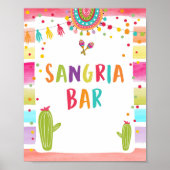 Poster Sangria Bar Boissons Cactus Fiesta Party Panneau (Devant)
