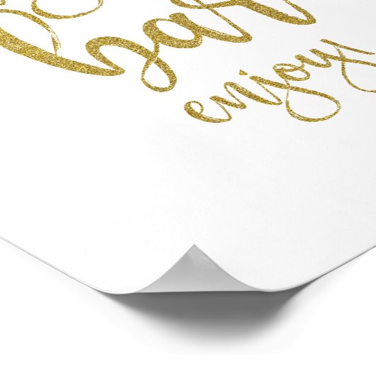 Poster Sangria Bar Gold Parties scintillant 8x10 Mariage (Coin)