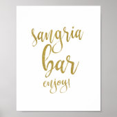 Poster Sangria Bar Gold Parties scintillant 8x10 Mariage (Devant)