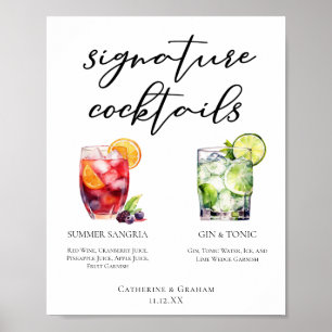 Poster Sangria Gin & Tonic Signature Cocktails Menu