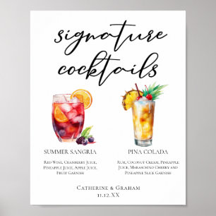 Poster Sangria Pina Colada Signature Cocktails Menu
