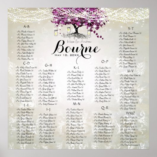 Poster Sangria Vin Mason Jar Firefly arbre de coeur (Devant)