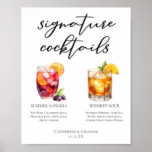 Poster Sangria Whiskey Sour Signature Cocktails Menu