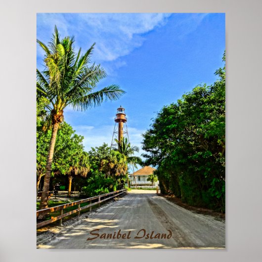 Poster Sanibel Island Florida Lighthouse Art imprimable (Devant)