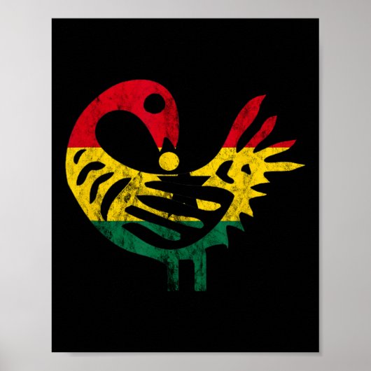 Poster Sankofa African Bird Ghanese Flag Pride Junetdix (Devant)