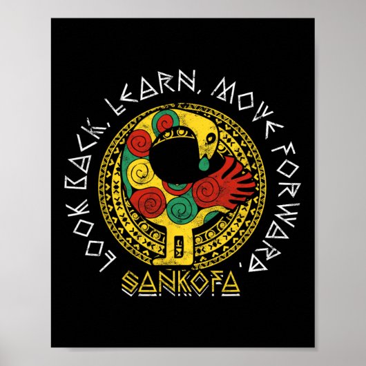Poster Sankofa Mois de l'histoire des Noirs Adinkra Ghana (Devant)