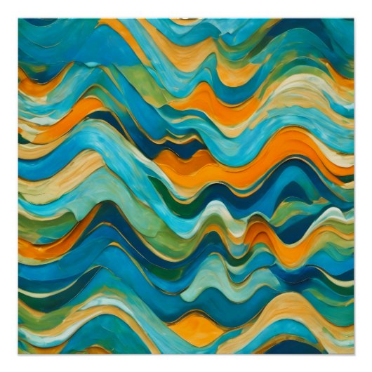 Poster "Sanlúcar" Vagues bleu vert orange (Devant)
