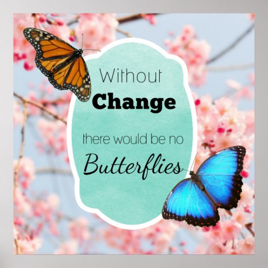 Poster Sans Changement Pas De Papillons Fleurs de cerisie (Devant)