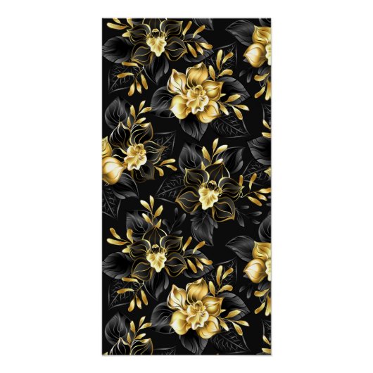 Poster Sans couture avec orchidées de bijoux (Devant)