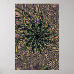 Poster Sans fin Art fractal rose et jaune