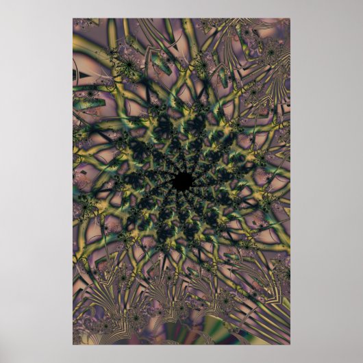 Poster Sans fin | Art fractal rose et jaune (Devant)
