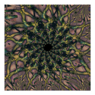 Poster Sans fin   Art fractal rose et jaune