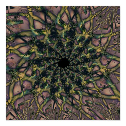 Poster Sans fin | Art fractal rose et jaune (Devant)