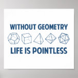 Poster Sans Géométrie, La Vie N'A Pas De Points<br><div class="desc">Sans géométrie, la vie est... inutile. Littéralement. Cette conception compense le jeu de mathématiques par un clin d'oeil vers les polyèdres saints de la géométrie sacrée. Si vous ne savez pas ce qu'ils sont, vous ne méritez pas cette chemise. Idéal pour les mathématiciens comme pour les philosophes ! Géant bonté...</div>