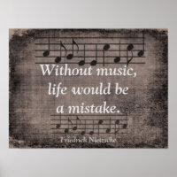 Sans musique - Friedrich Nietzsche quote - Imprime