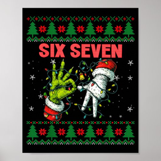 Poster Santa 67 Christmas Ugly Sweater Fingers Six Seven (Devant)
