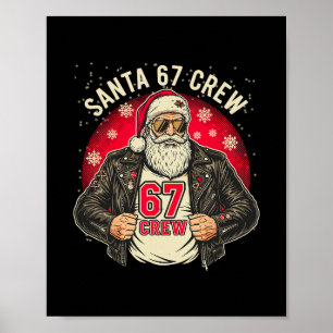 Poster Santa 67 Crew Drôle de Noël Cuir Jacket Tee 