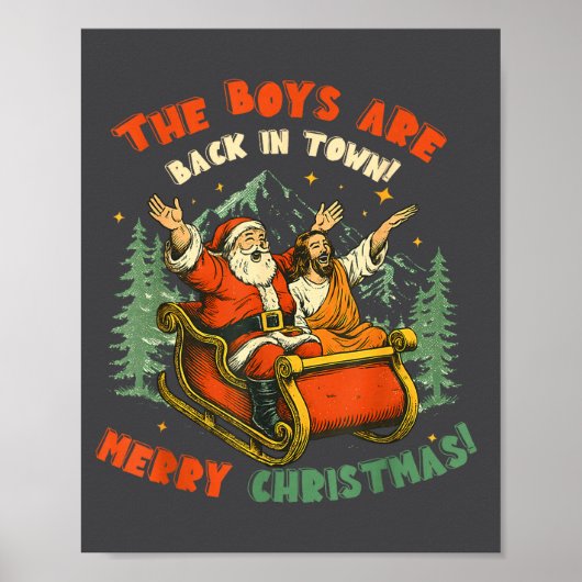 Poster Santa &amp; Jesus Back In Town Merry Christmas, Ho (Devant)