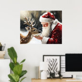 Poster Santa and Reindeer Christmas Wall Art (Bureau à domicile)