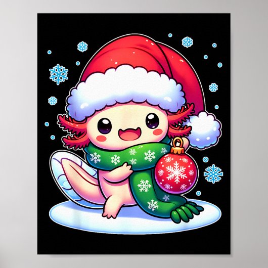 Poster Santa Axolotl Funny Cute Xmas Funny Christmas (Devant)