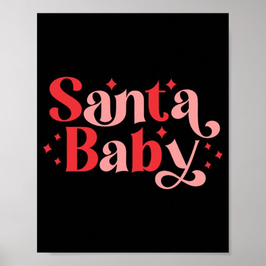 Poster Santa Baby Retro Christmas Tygraphy  (Devant)