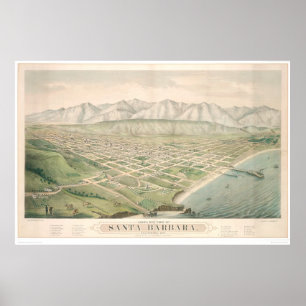 Poster Santa Barbara, CA. Panoramic Map 1877 (1581A)