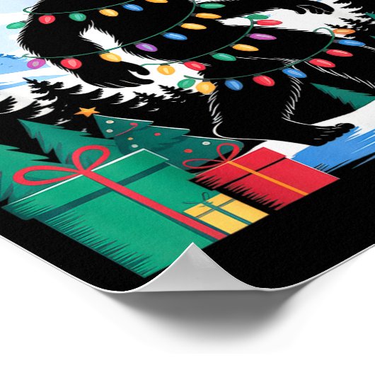 Poster Santa Bigfoot Christmas Lights Funny Sasquatch Bel (Coin)