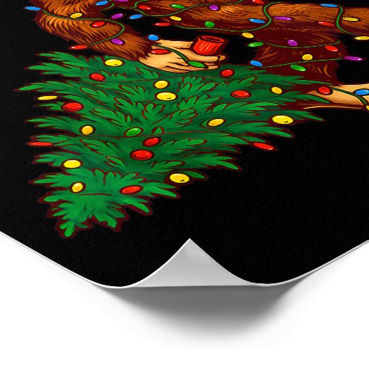 Poster Santa Bigfoot Christmas Tree Xmas Funny Christmas (Coin)