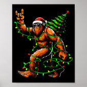 Poster Santa Bigfoot Christmas Tree Xmas Lights Funny Sas (Devant)