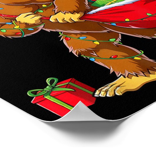 Poster Santa Bigfoot Christmas Tree Xmas Lights Funny Sas (Coin)