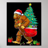 Poster Santa Bigfoot Christmas Tree Xmas Lights Funny Sas (Devant)