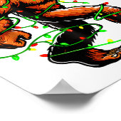 Poster Santa Bigfoot Christmas Tree Xmas Lights Funny Sas (Coin)