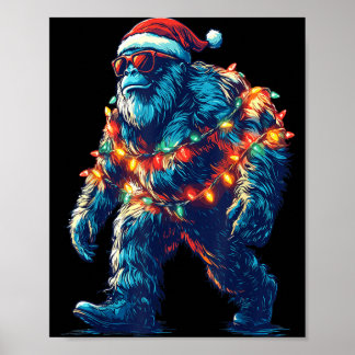 Poster Santa Bigfoot Lumières de Noël Xmas Sasquatch