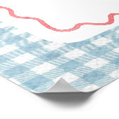 Poster Santa Birthday Sign with Blue Gingham and Roses (Coin)