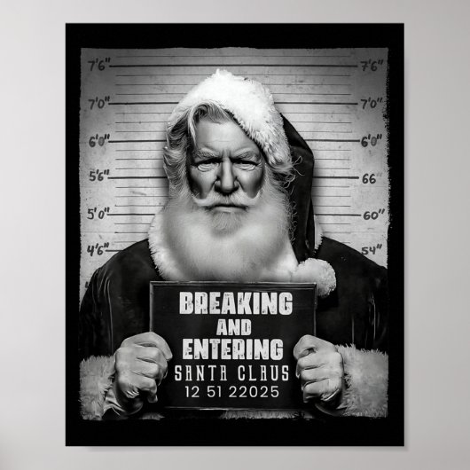 Poster Santa Breaking Entering Mugshot Funny Christmas Ho (Devant)